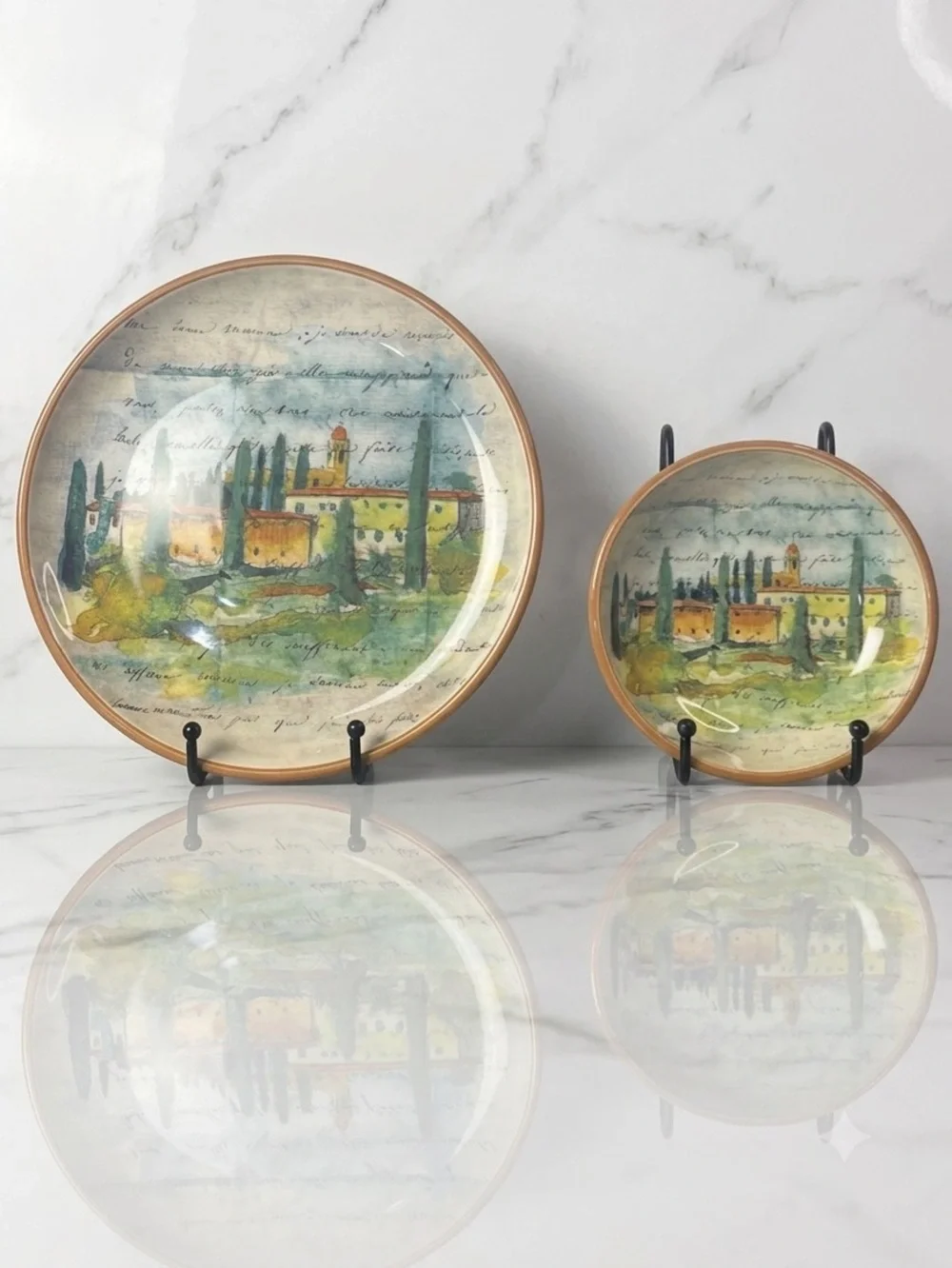 Paysage Salad/Dessert Plate With Dipping Bowl By artist Marc Lacaze